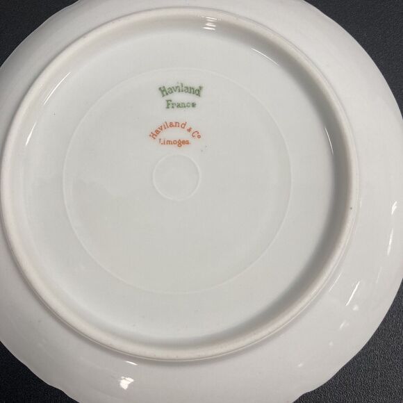 Set of 2 1900's Antique Haviland Limoges France Saucers Pink Yellow Flower Tea - Picture 9 of 11